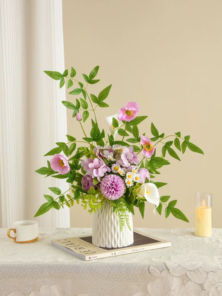 Artificial Flower Bouquet with Ceramic Vase Decor - EterniFlora