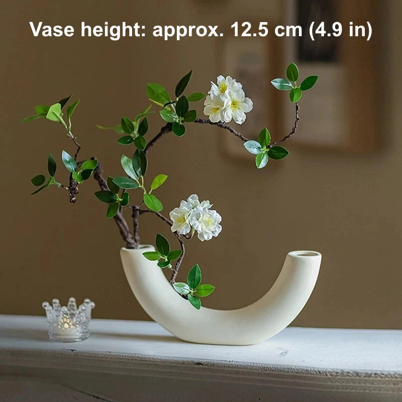 artificial begonia flowers sculptural ceramic vase modern interior decor