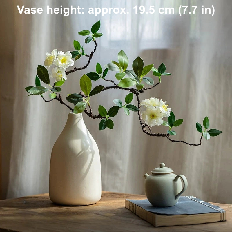 artificial begonia flowers matte ceramic vase coffee table decor