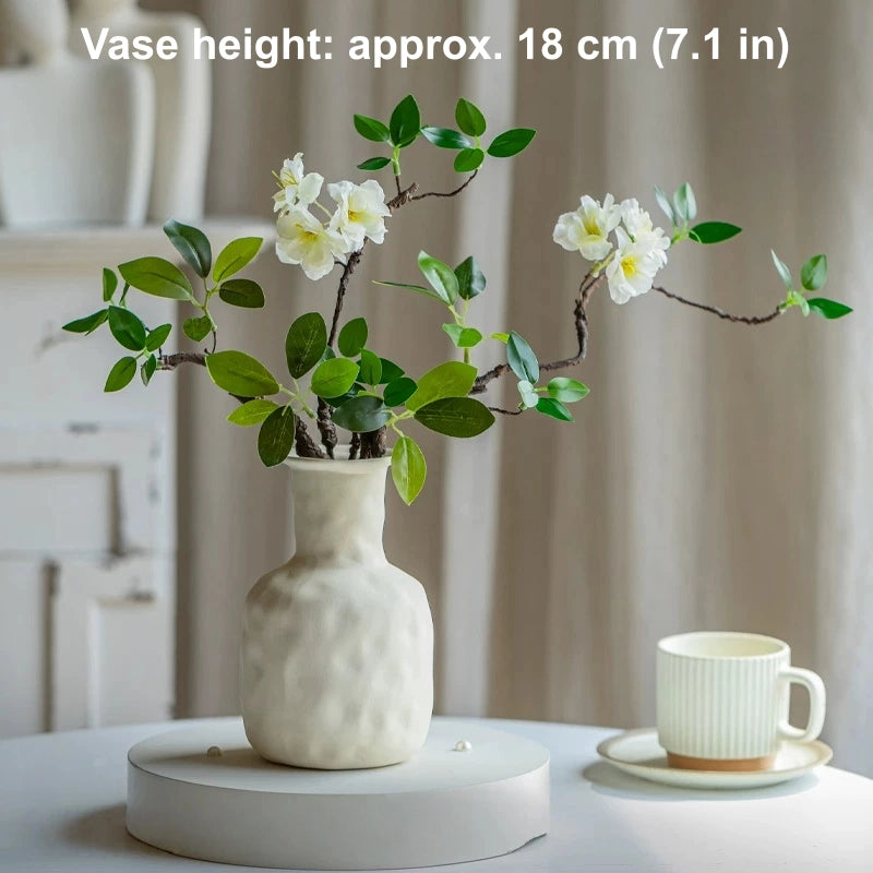 artificial begonia flower arrangement small ceramic vase dining table decor