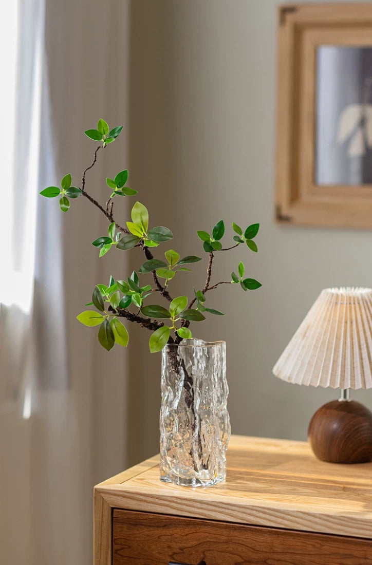artificial begonia flowers glass vase soft light home decor