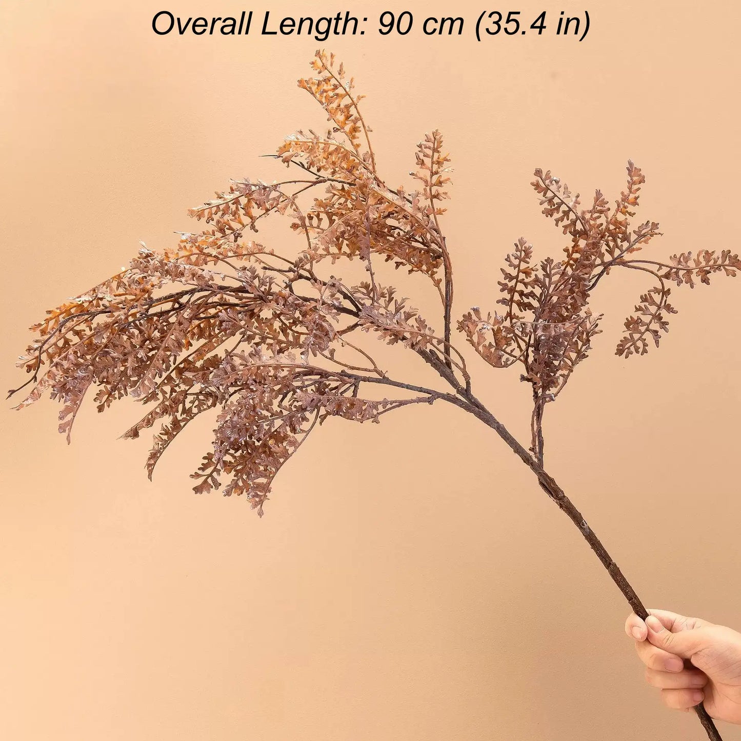 Artificial dried-look faux fern branch in coffee tones with 90 cm overall length for rustic home decor