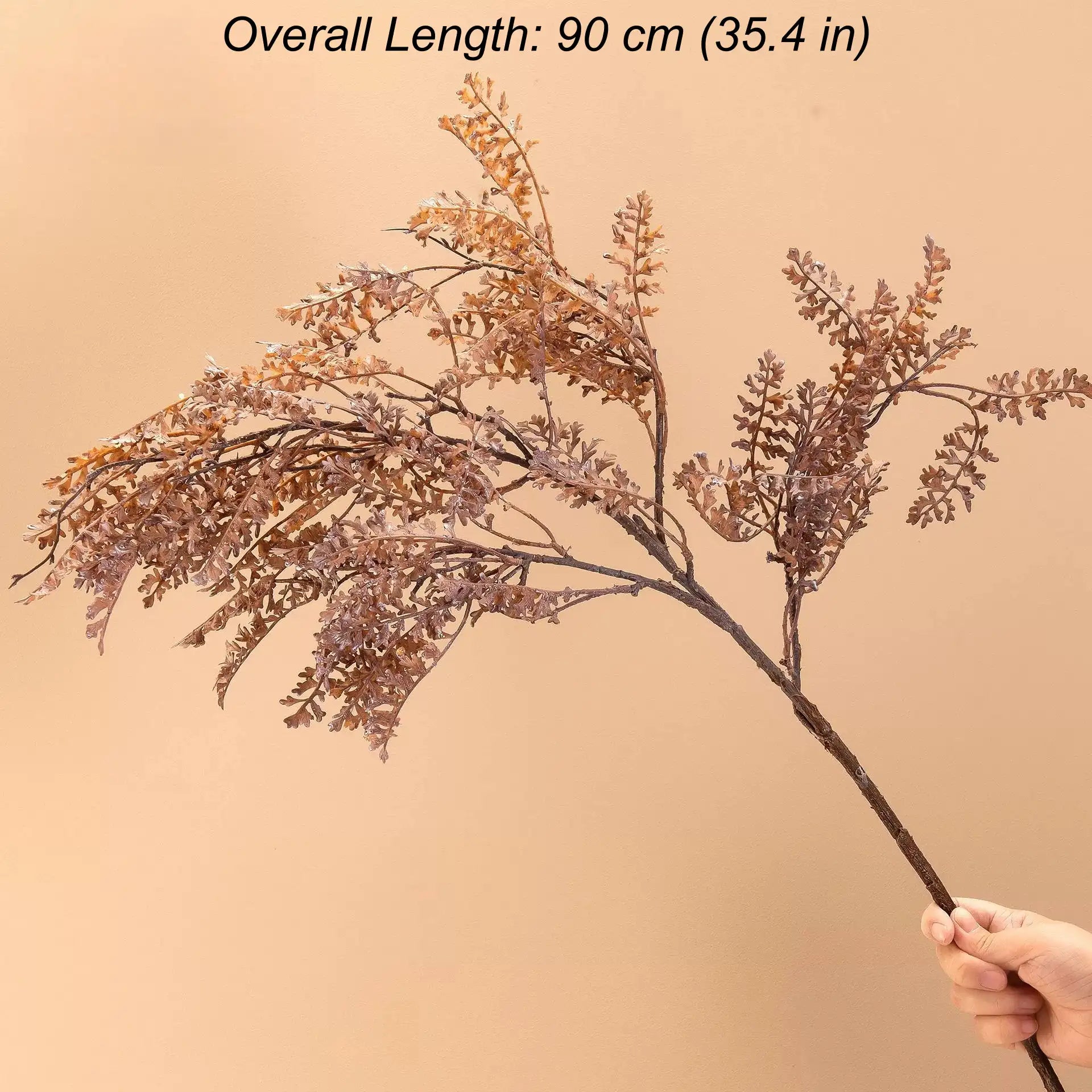 Artificial dried-look faux fern branch in coffee tones with 90 cm overall length for rustic home decor