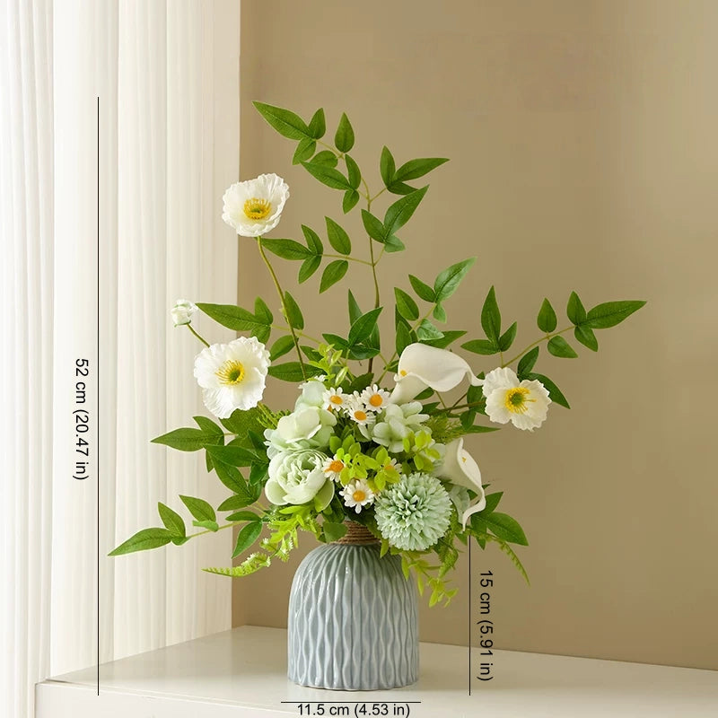 Artificial Flower Bouquet with Ceramic Vase Decor - EterniFlora