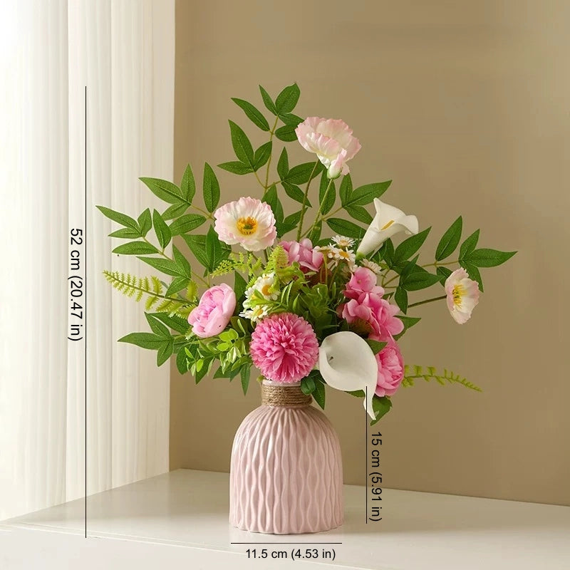Artificial Flower Bouquet with Ceramic Vase Decor - EterniFlora