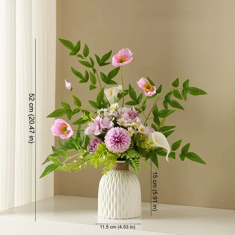 Artificial Flower Bouquet with Ceramic Vase Decor - EterniFlora