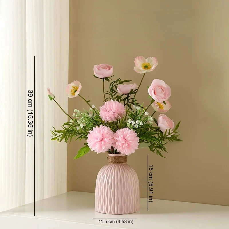 Artificial Flower Bouquet with Ceramic Vase Decor - EterniFlora