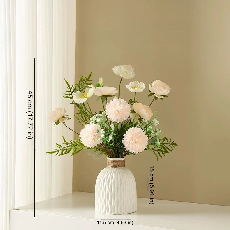 Artificial Flower Bouquet with Ceramic Vase Decor - EterniFlora