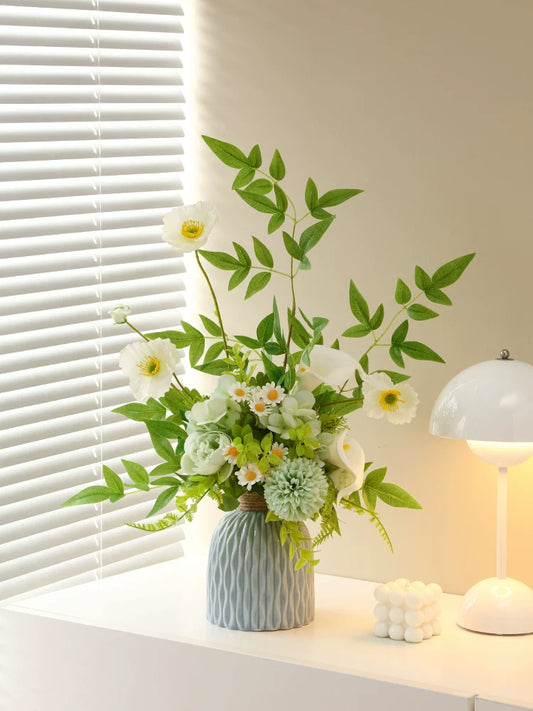 Artificial Flower Bouquet with Ceramic Vase Decor - EterniFlora