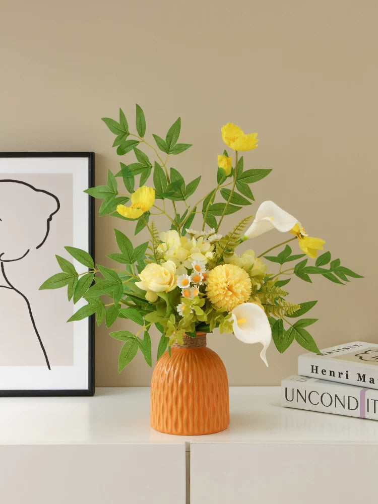 Artificial Flower Bouquet with Ceramic Vase Decor - EterniFlora