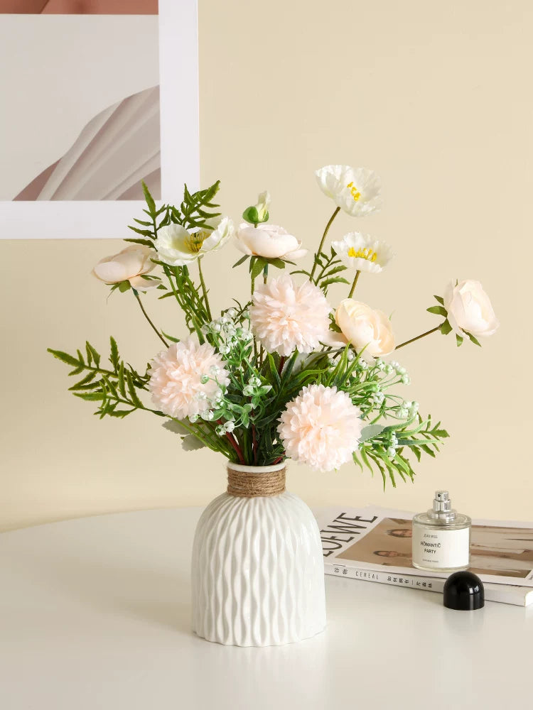 Artificial Flower Bouquet with Ceramic Vase Decor - EterniFlora