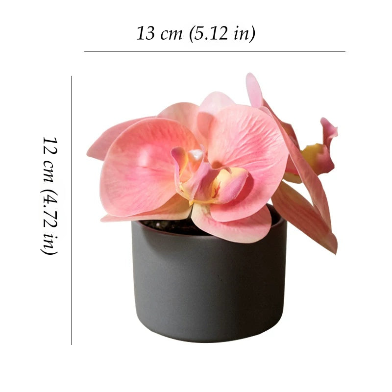 mini artificial orchid in pot soft pink orchid small plant decor