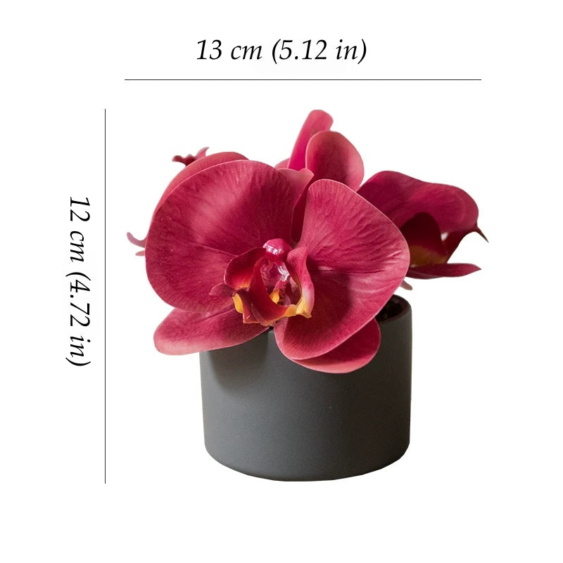 mini artificial orchid in pot red orchid decorative plant