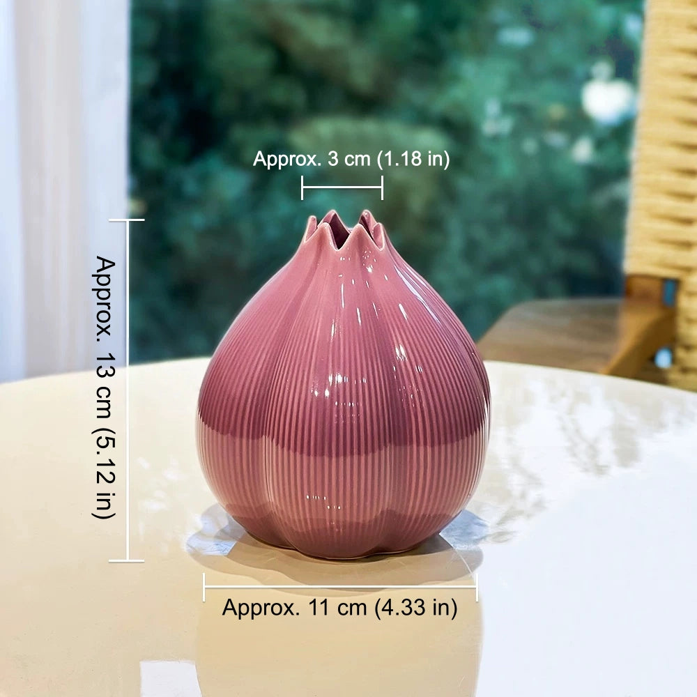 Purple Peony Artificial Flower in Ceramic Onion Vase - EterniFlora