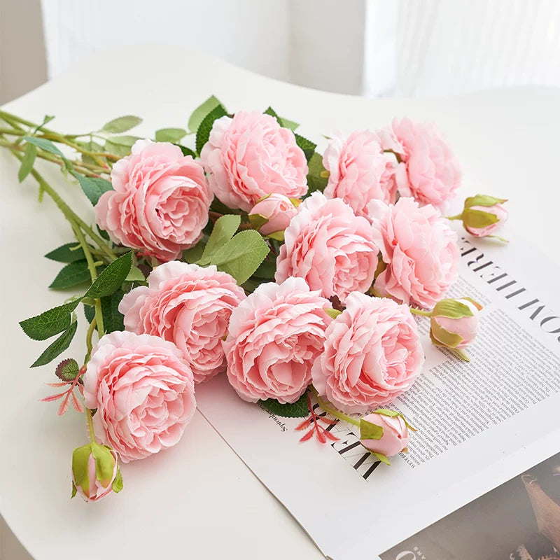 artificial rose bouquet blush pink dining table home decor flowers