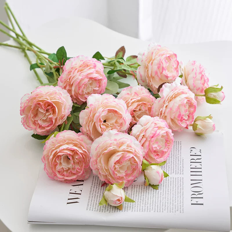artificial rose bouquet pink tones floral arrangement elegant decor