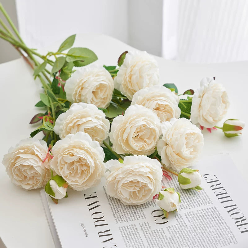 artificial rose bouquet cream white roses minimalist home decor