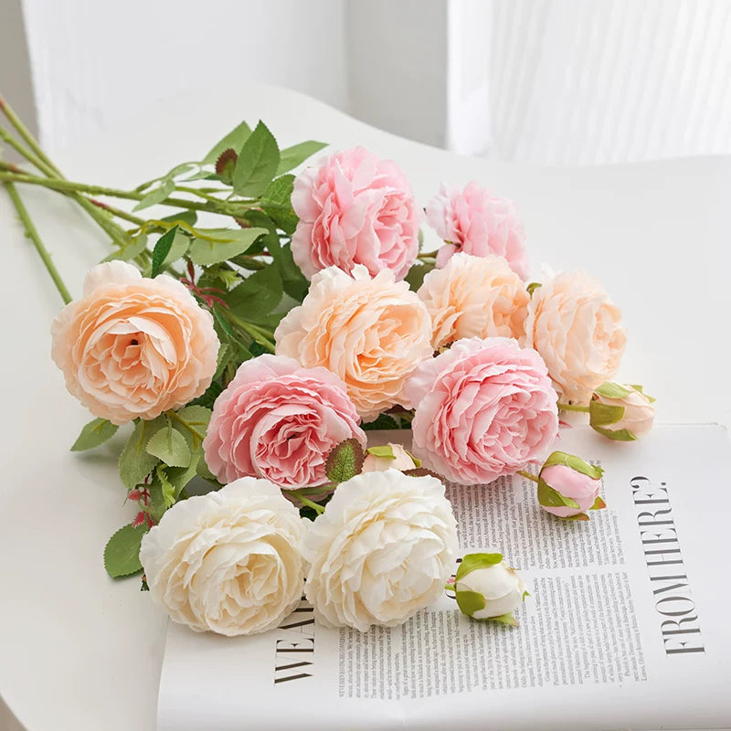 artificial rose bouquet champagne and blush mix soft neutral decor