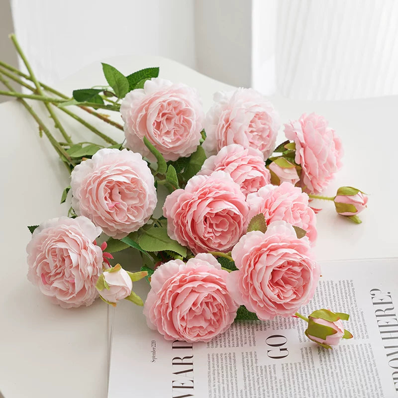 artificial rose bouquet blush pink roses natural light decor