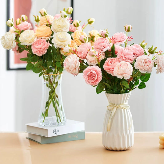 artificial rose bouquet in vase table centerpiece home decor
