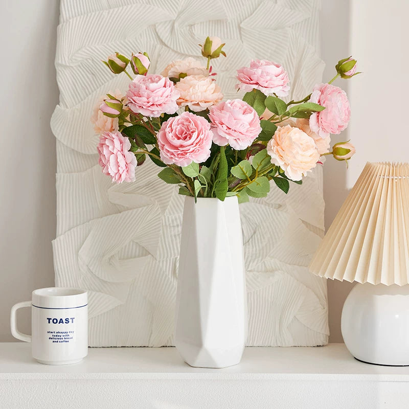artificial rose bouquet glass vase modern home styling flowers