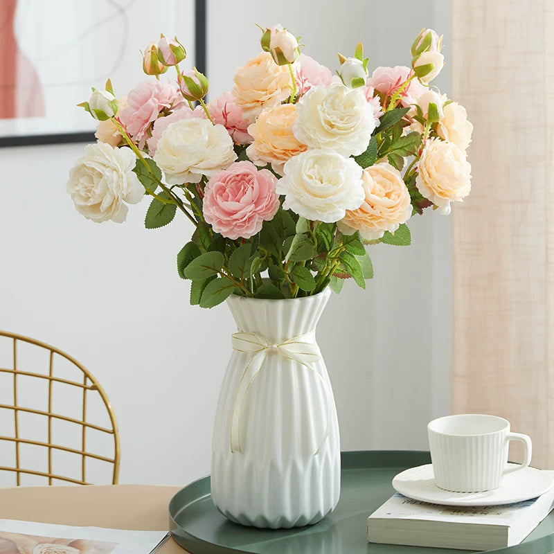 artificial rose bouquet mixed roses dining table centerpiece styling