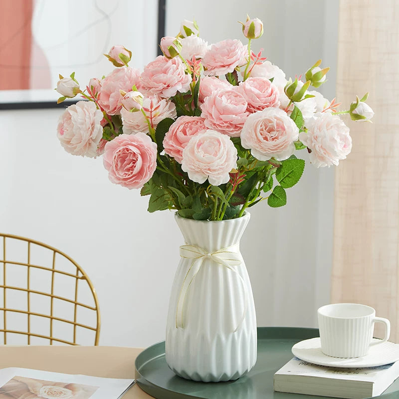artificial rose bouquet romantic pink floral arrangement home decor