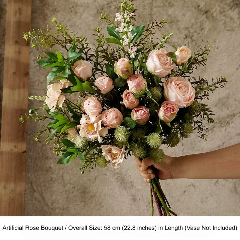 Premium Artificial Rose Bouquet – Realistic Fabric Flowers