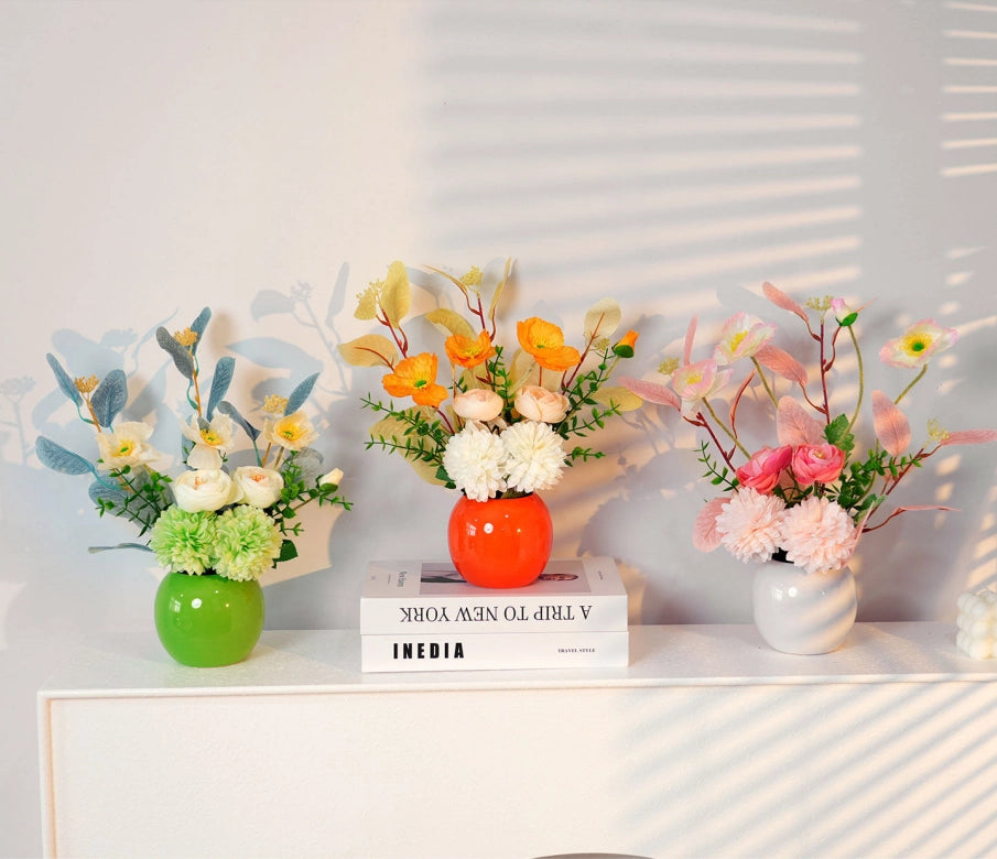 Nordic artificial flower vase set for living room tabletop decoration