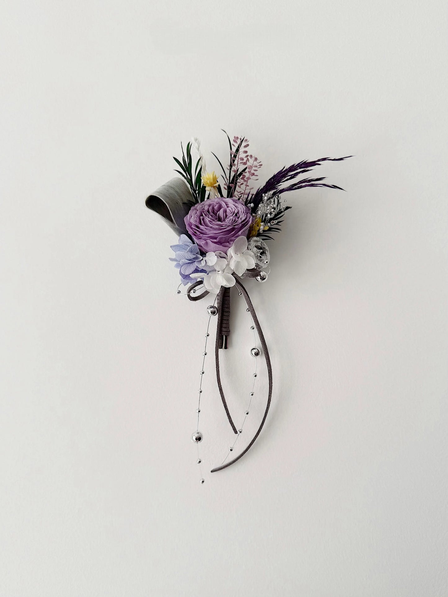 Elegant purple rose preserved flower boutonniere for wedding suit decoration