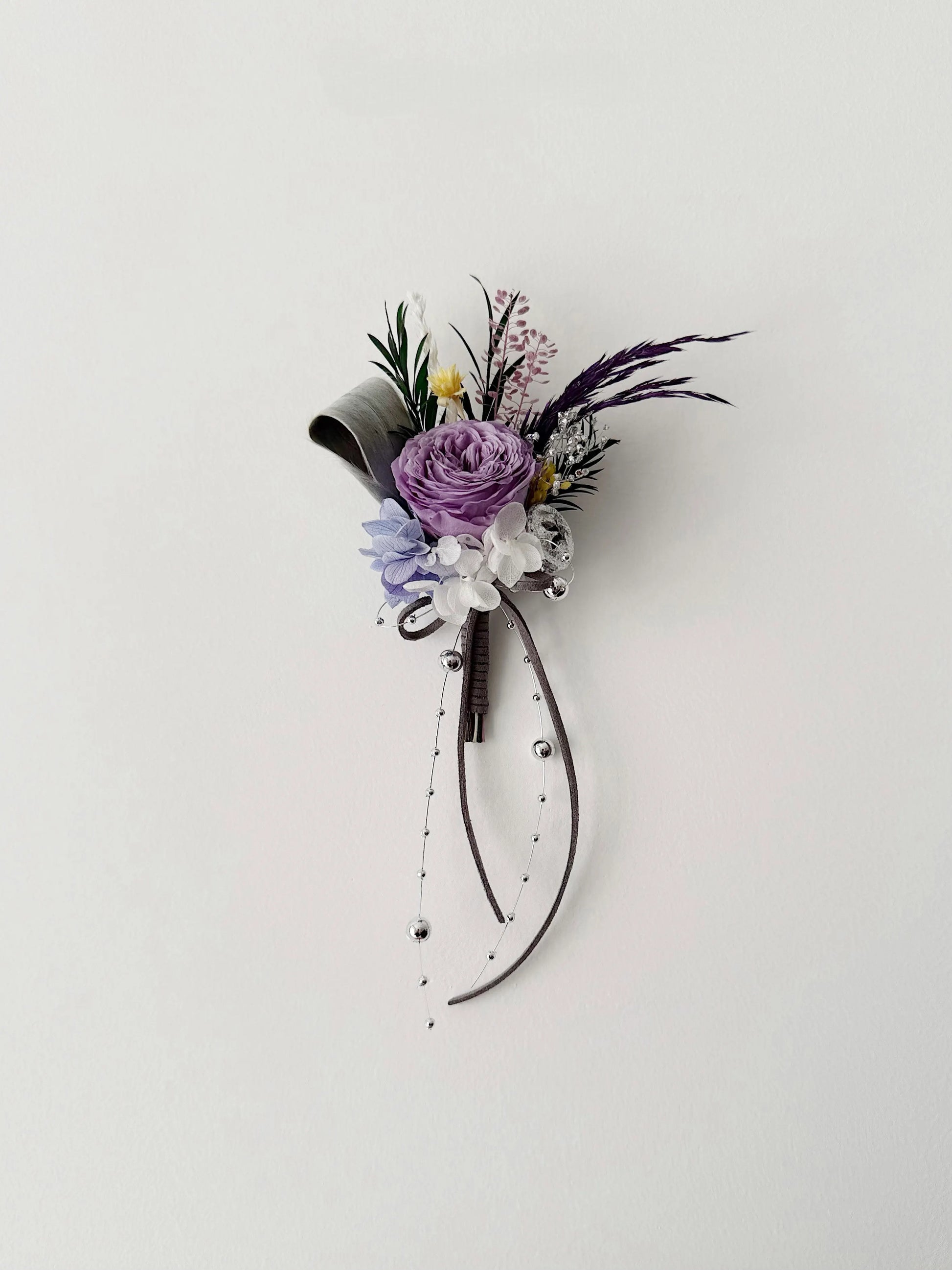 Elegant purple rose preserved flower boutonniere for wedding suit decoration
