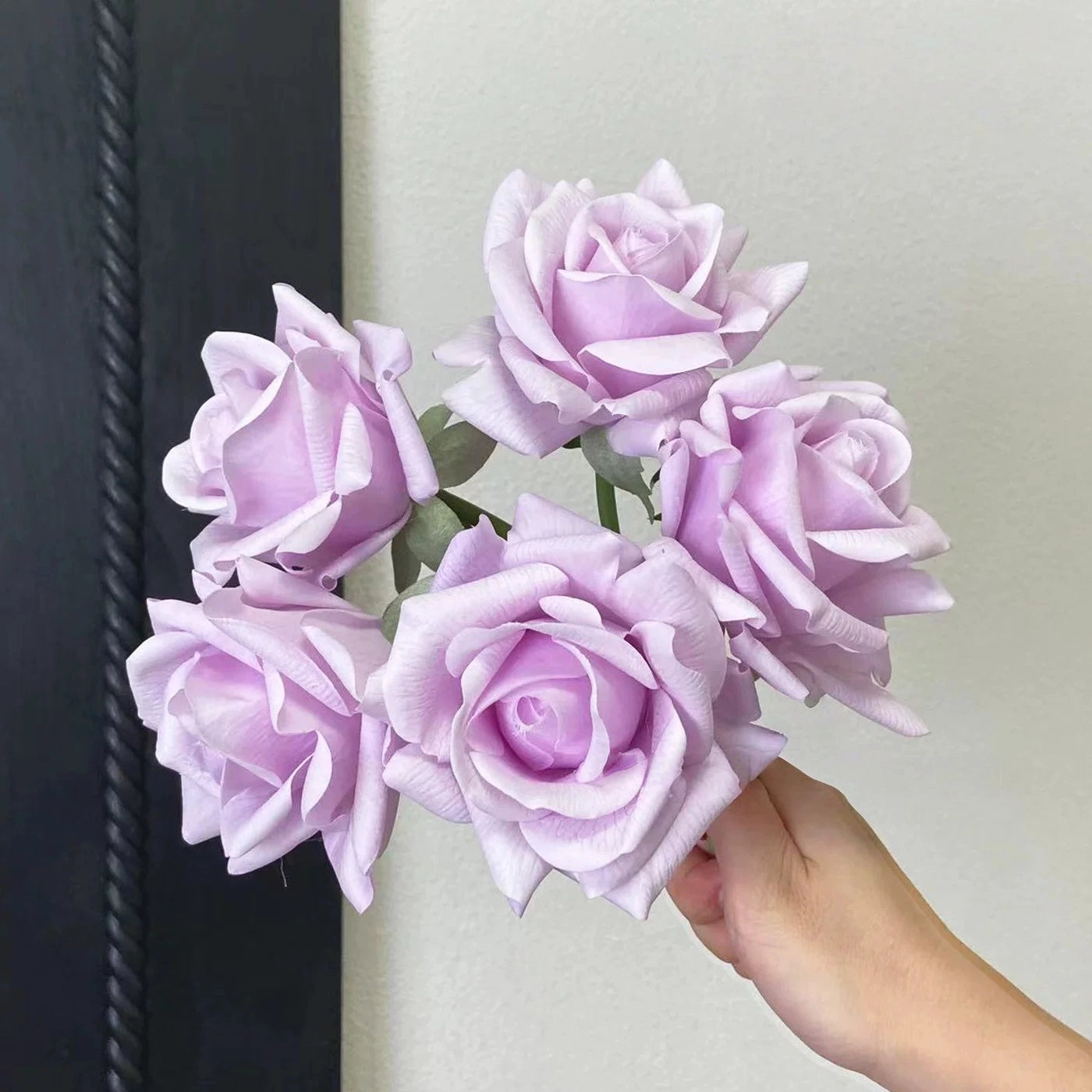 Light purple realistic artificial rose bouquet for elegant room styling